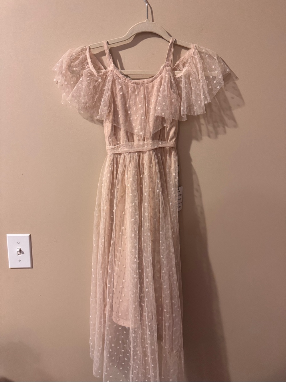 NWT Joyfolie Girls' Lauryl Cold-Shoulder Tulle Dress with Belt - size 7 - Picture 7 of 8